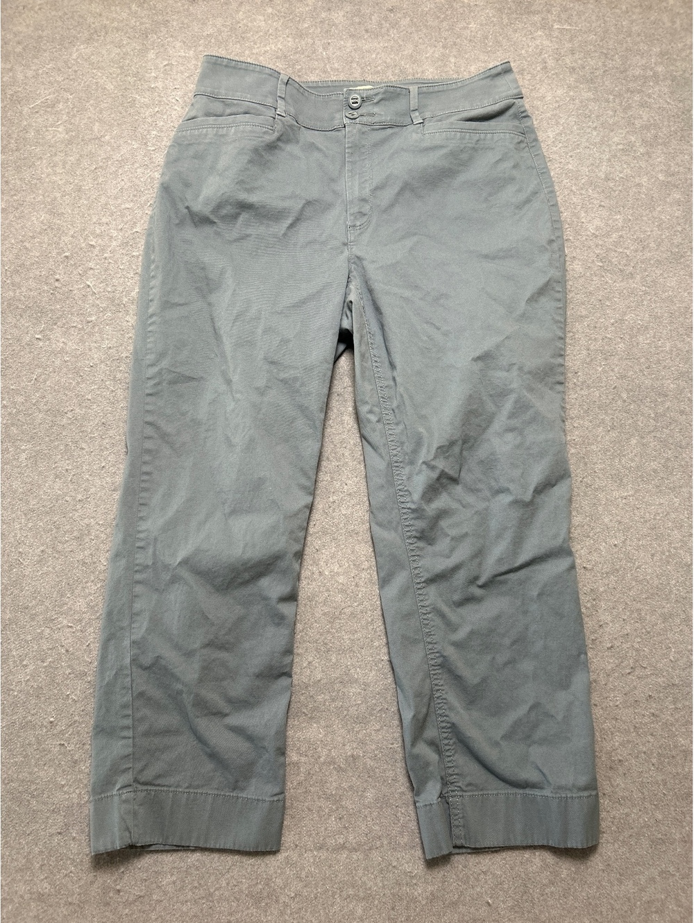 LOFT Curvy Straight Crop Pants Size 10 Gray Cotton Blend